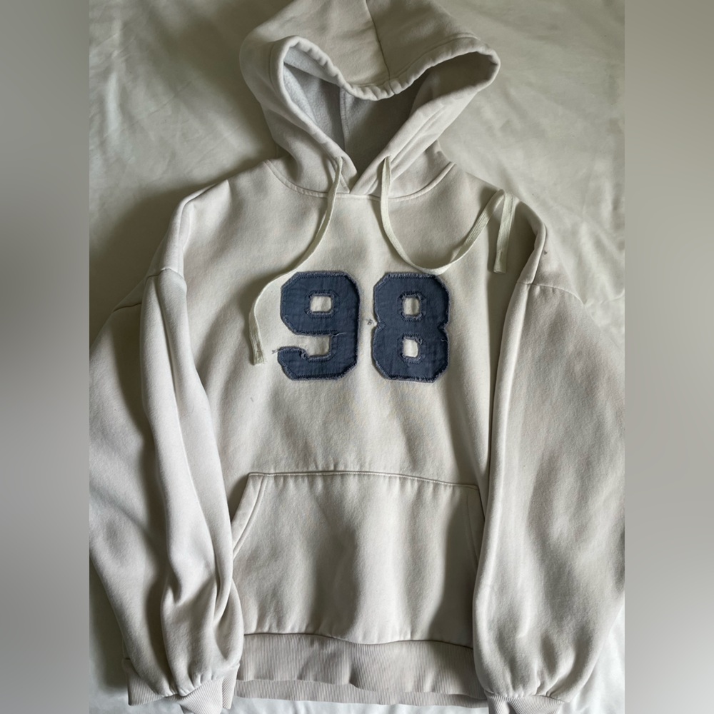 Edikted White Hoodie with Blue 98 Design